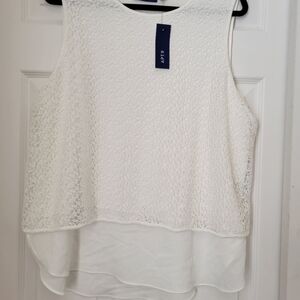 NWT Apt. 9 White Lace Layered Blouse